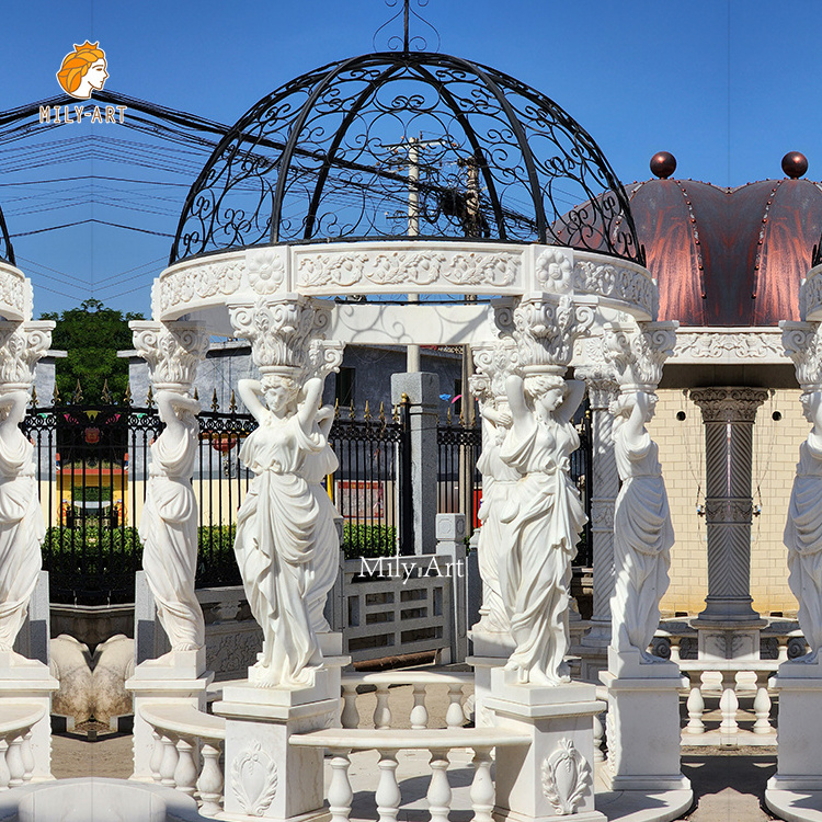 Classic Design Decorative European Style Pillar Women Outdoor Marble Gazebo