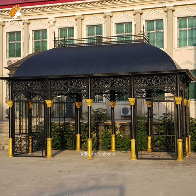 Outdoor Decorative Garden Metal Pavilion Antique Wrought Cast Iron Gazebo