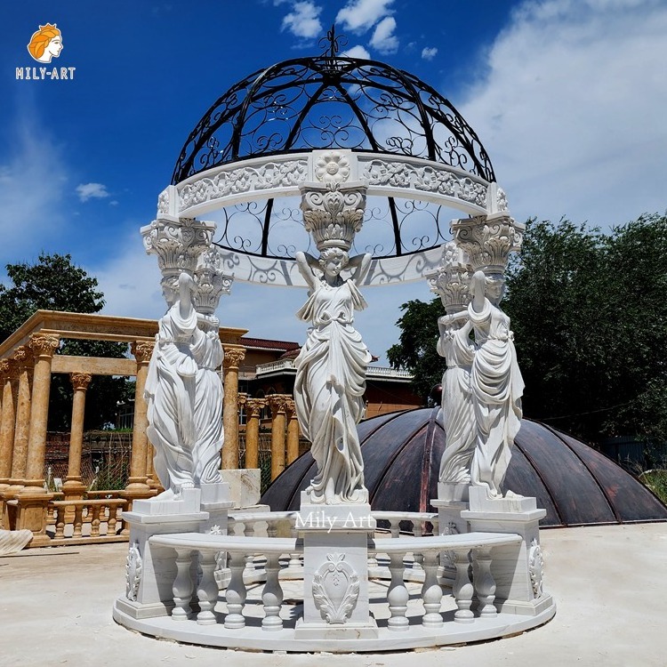 Classic Design Decorative European Style Pillar Women Outdoor Marble Gazebo