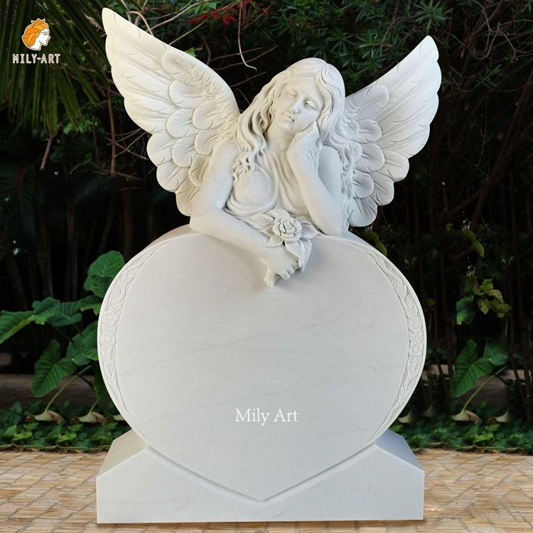 Large Natural Stone Granite Heart Shaped White Marble Headstone For Sale