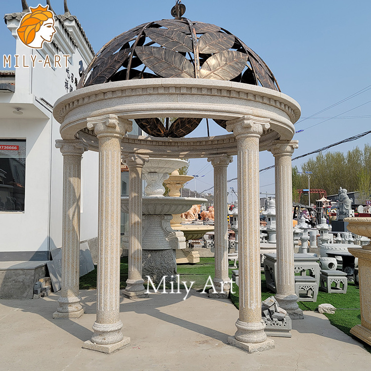 Classic Design Marble Made Hand Carved Garden Roman Stone Gazebo