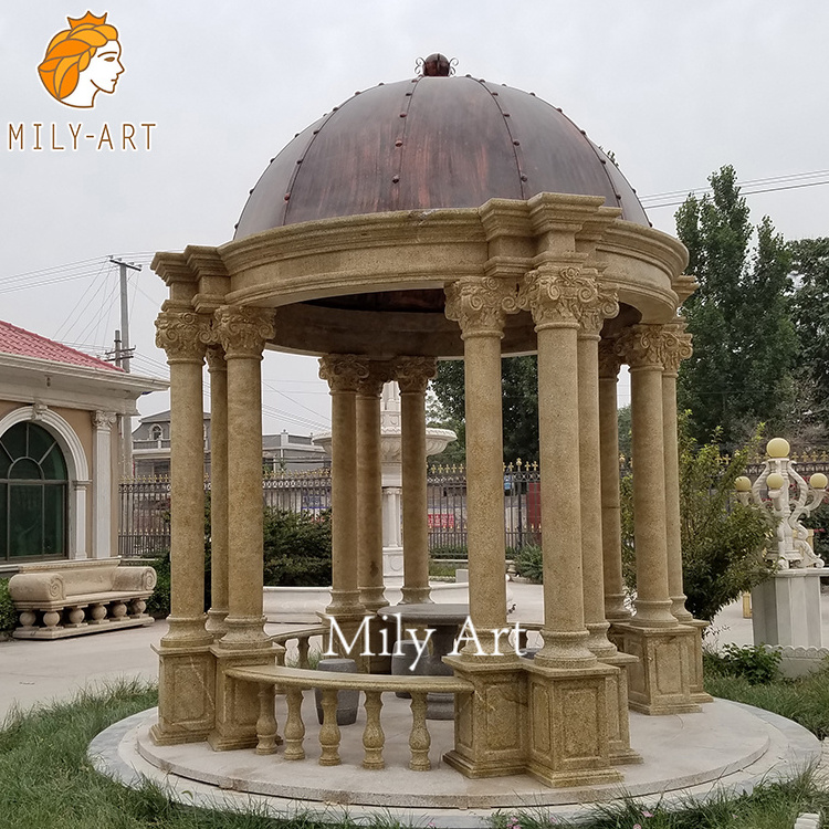 Classic Design Marble Made Hand Carved Garden Roman Stone Gazebo