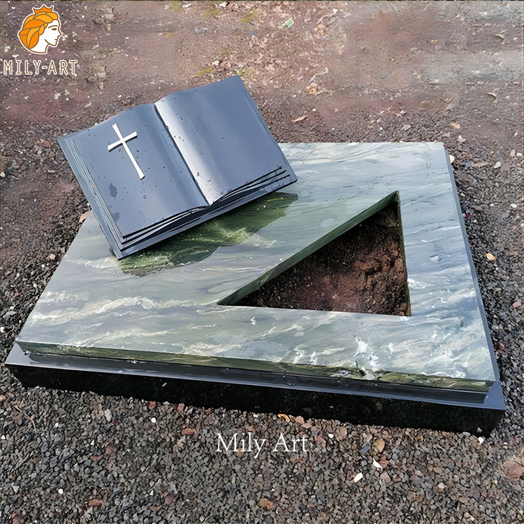 Wholesale Simple Design Natural Black Marble Bible Headstone