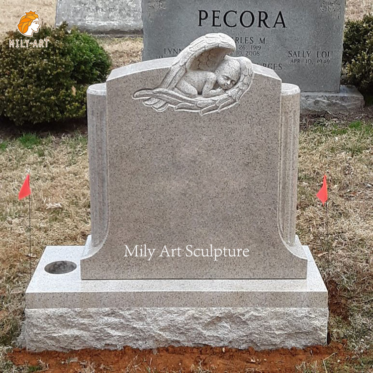 Custom Design Carving Large Stone Granite Marble Baby Child Headstone Love Cross Granite Tombstones with Vase For Memorial Park