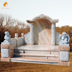 Custom Large Natural Stone Granite Marble Tombstones Monuments Combination Of Chinese And Western Gravestone For Outdoor