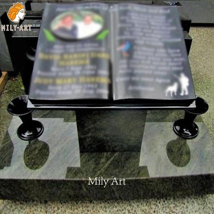 Wholesale Simple Design Natural Black Marble Bible Headstone