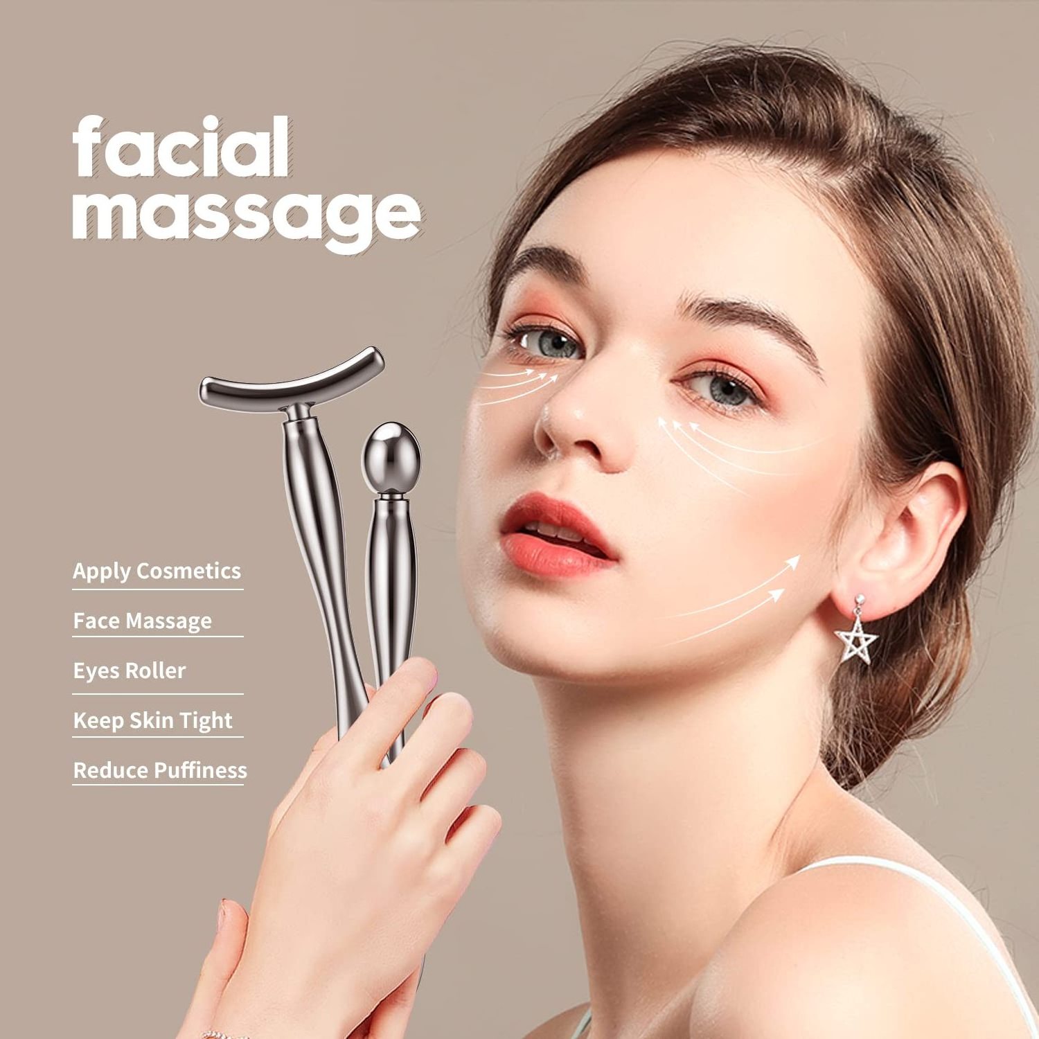 Beauty Massage Skin Care Tools Silver Face Roller Massager Eye Cream Applicator For Eye Massage