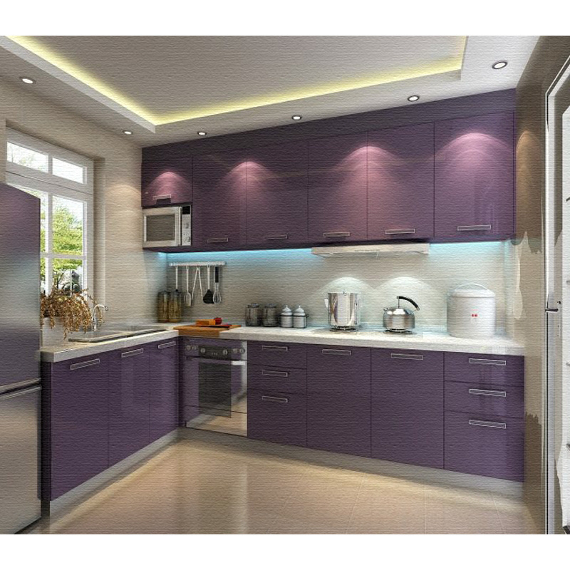 Supplier Lacquer Corner Kitchen Pantry Cabinets With High Gloss Laminate Painting red Kitchen Cupboard