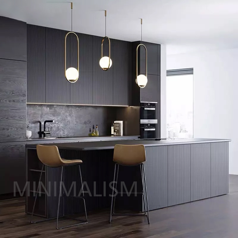 Supply glass door panel strong and durable aluminium steel kitchen cabinets with wooden doors