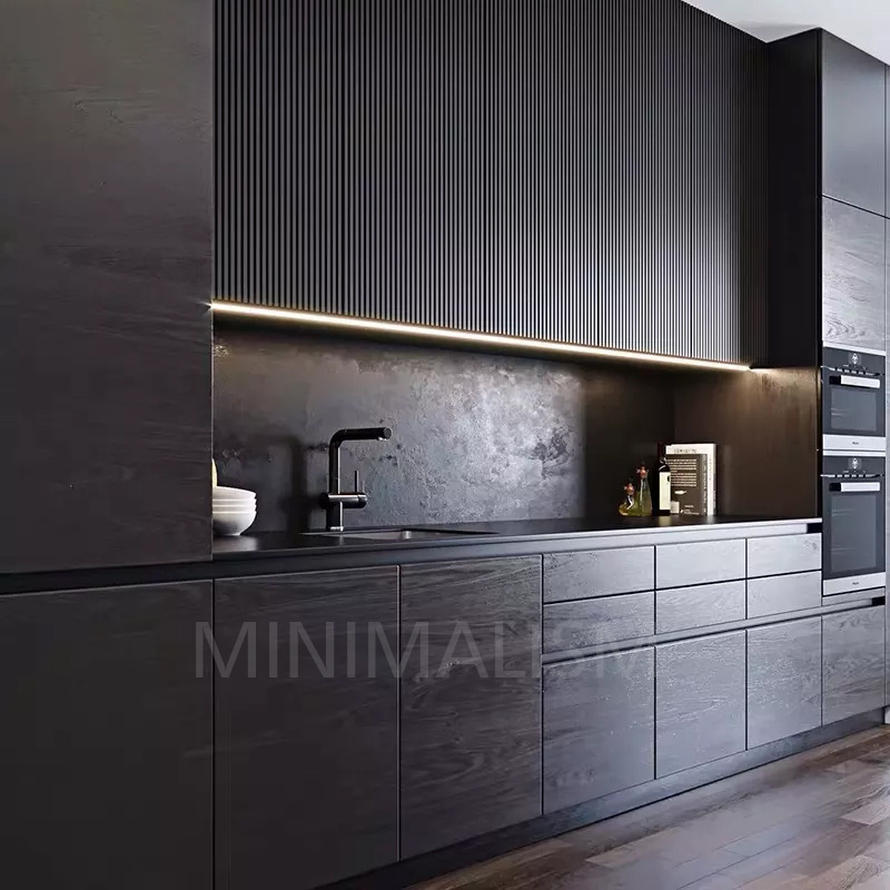 Supply glass door panel strong and durable aluminium steel kitchen cabinets with wooden doors