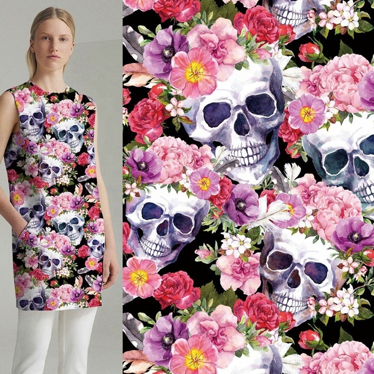 Digital Printing Skull design Dobby Georgette/Crepe Chiffon/Dobby GGT For Skirt/Dress