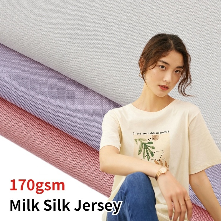 117 Colors Soft 100D 4 Way Stretch Single Polyester Spandex Milk Silk Jersey Fabric For T Shirt Swimsuit Sports Fabric