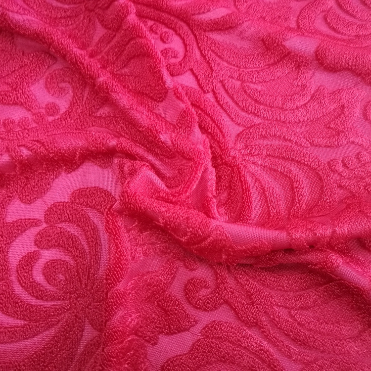 92%%poly 8%spandex french terry loop pile jacquard velvet fabric