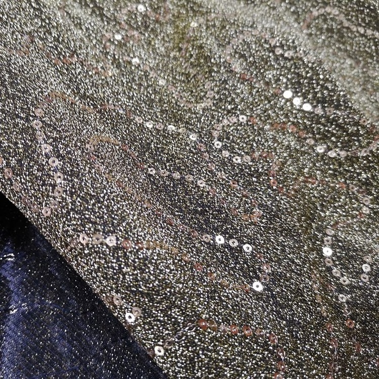 turkey sequin metallic lurex knitted fabric sequin embroidery metallic fabric for dress