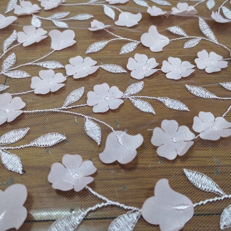 Best Selling White Laser Cut Embroidery Tulle Lace Fabric Embroidery Net Fabric