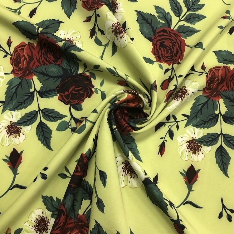 Wholesale Floral Knitted Microfiber Lycra Custom Print 4 Way Stretch Polyester Spandex Fabric