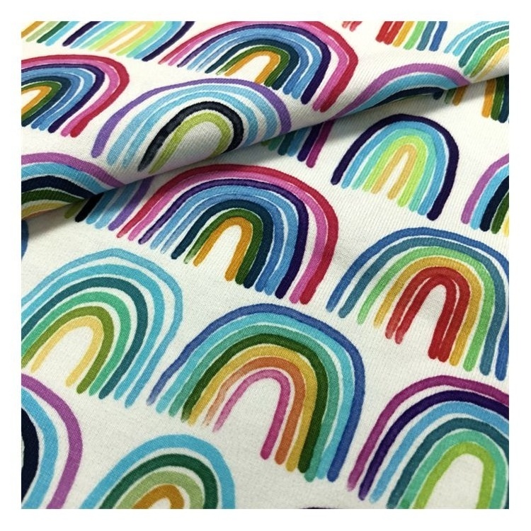 Cartoon Spandex Plain Knitted Fabrics Digital Custom Printing Cotton Lycra Fabric For Clothing