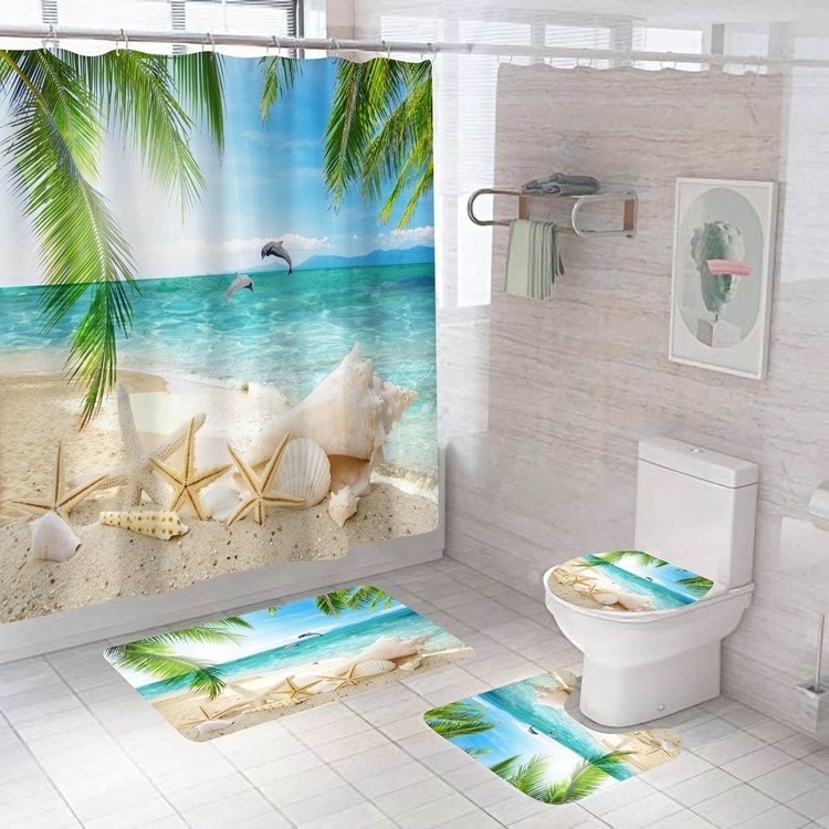 Waterproof Modern Custom European Kids Hotel Bathroom Cartoon Printed Shower Curtain