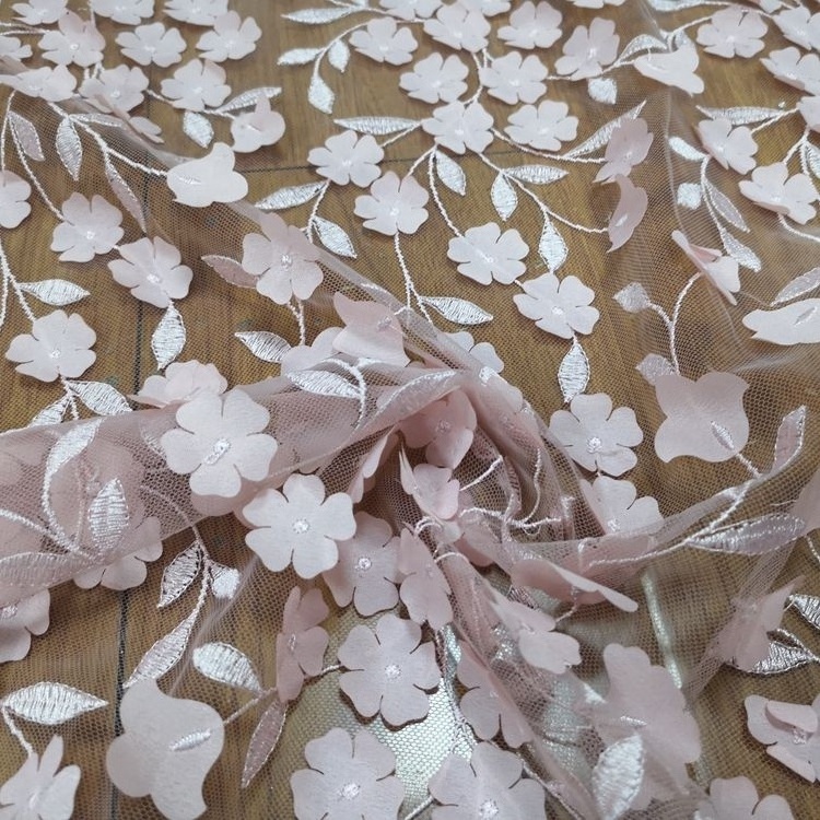 Best Selling White Laser Cut Embroidery Tulle Lace Fabric Embroidery Net Fabric