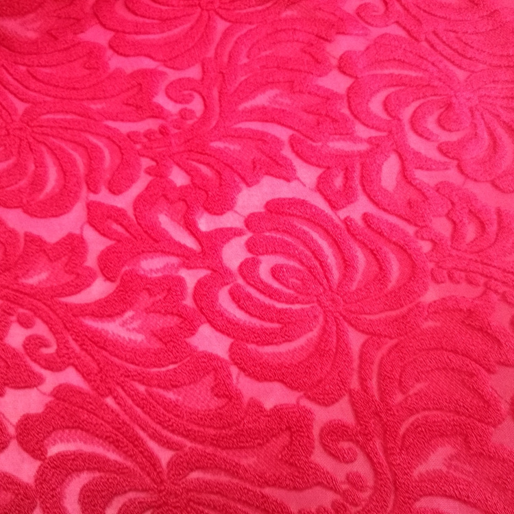 92%%poly 8%spandex french terry loop pile jacquard velvet fabric