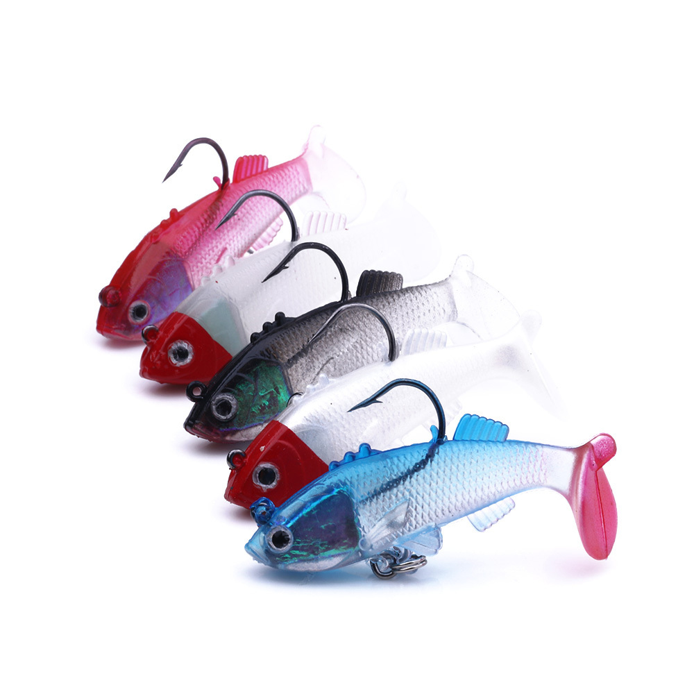 Wholesale 6cm 8g 5pcs/bag Artificial Bait Lead Jig Head Soft Fishing Lures with Single Hook