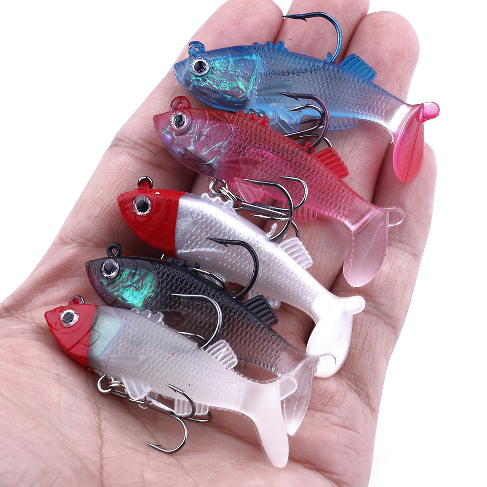 Wholesale 6cm 8g 5pcs/bag Artificial Bait Lead Jig Head Soft Fishing Lures with Single Hook