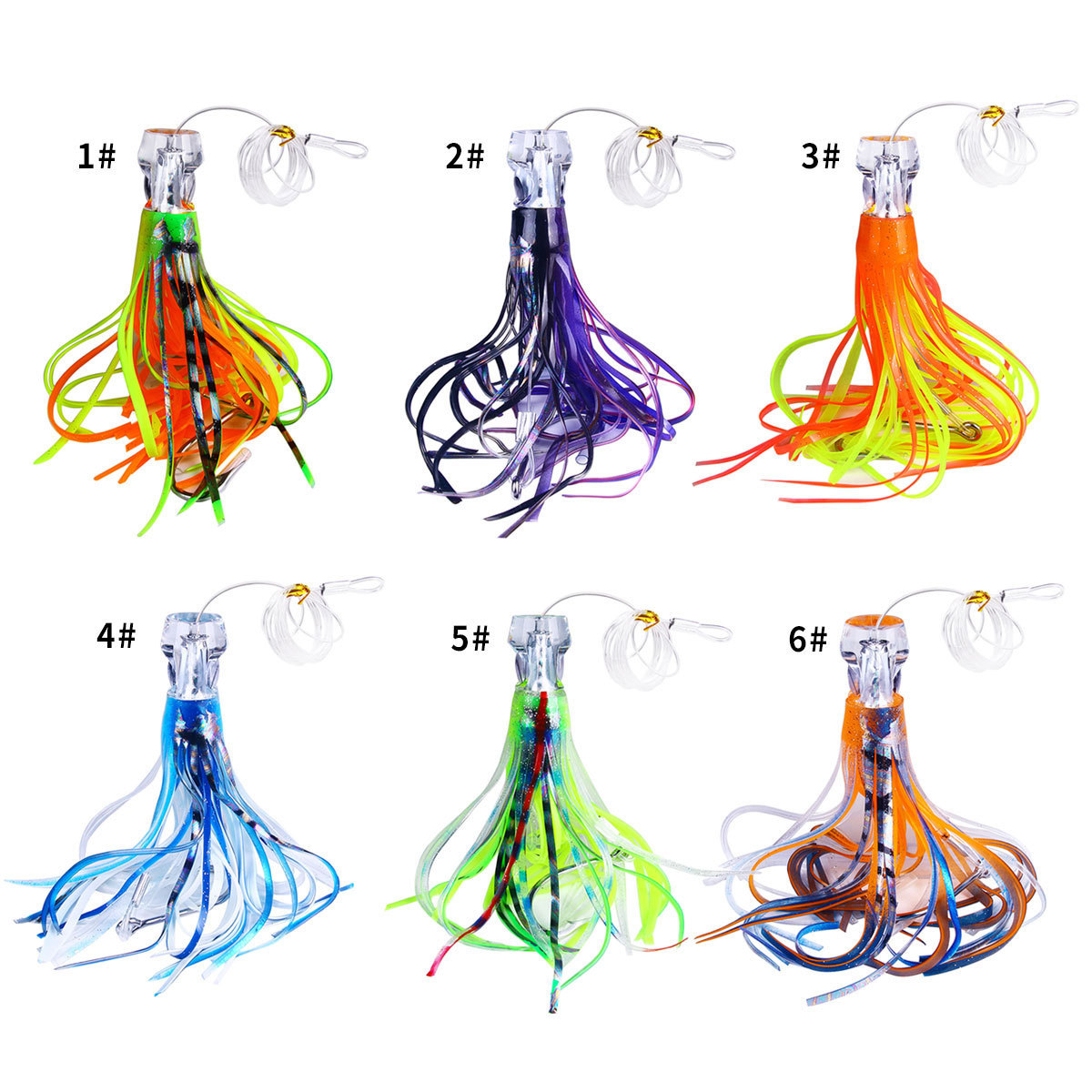 Wholesale 22cm/100g 16cm/70g Marlin Tuna Resin Head Saltwater Deep Sea Skirted Trolling Big Game Octopus Fishing Lures