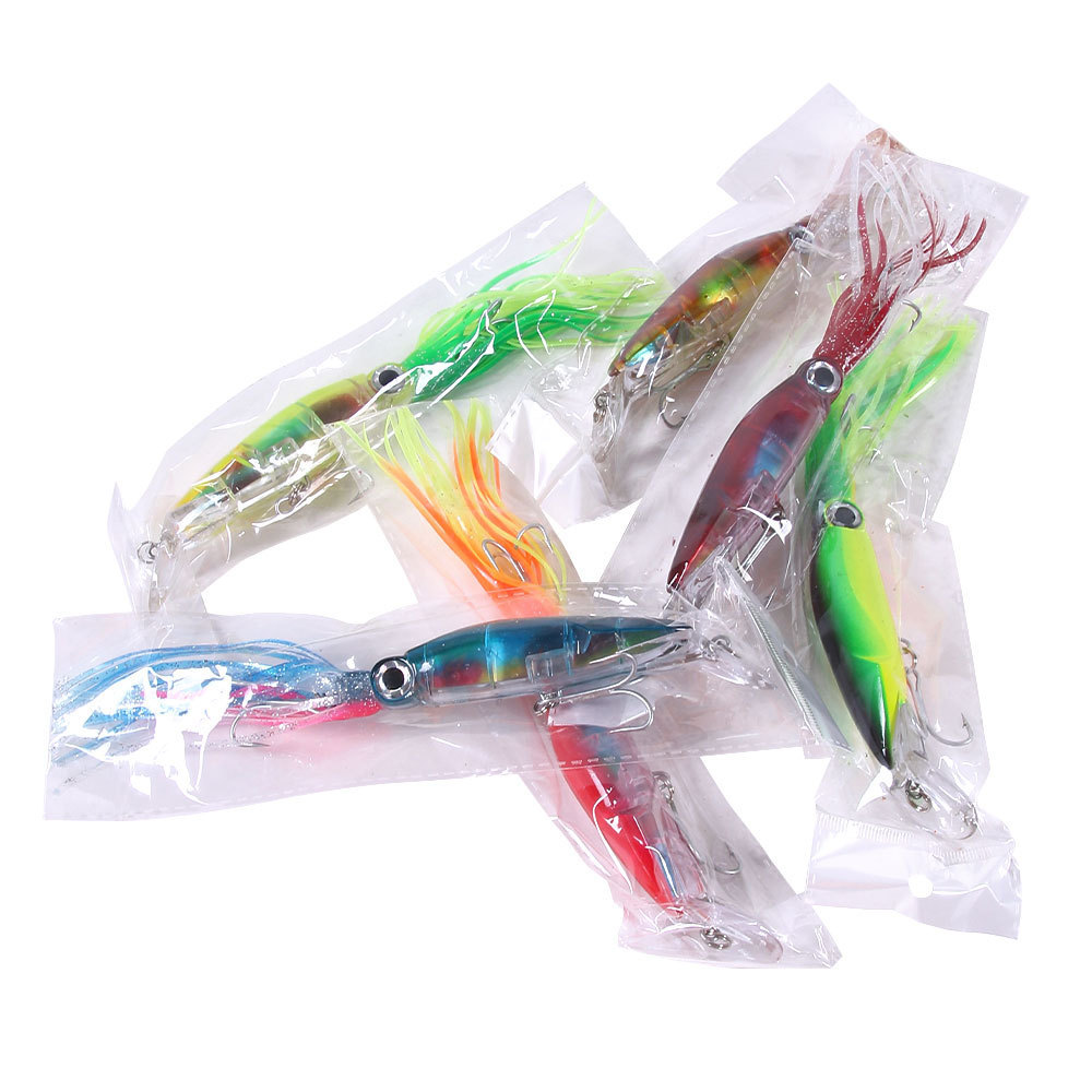 Wholesale 14cm 40g Saltwater Lifelike Octopus Squid Fishing Lures with Treble Hook