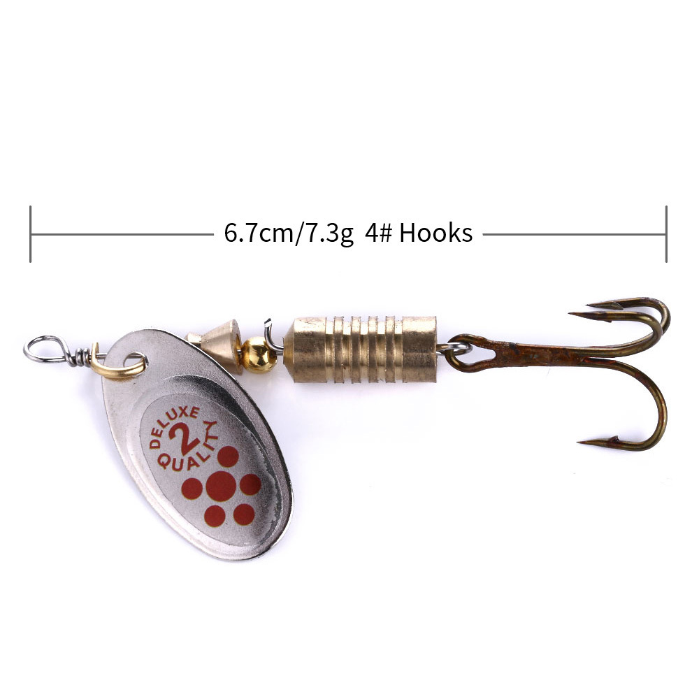 Wholesale 6.7cm 7.3g Freshwater Jig Lead Head Rotate Sequin Hooks Hard Metal Spoon Spinner Bait Fishing Lure