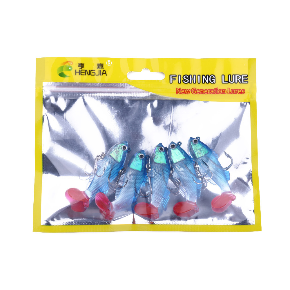 Wholesale 6cm 8g 5pcs/bag Artificial Bait Lead Jig Head Soft Fishing Lures with Single Hook