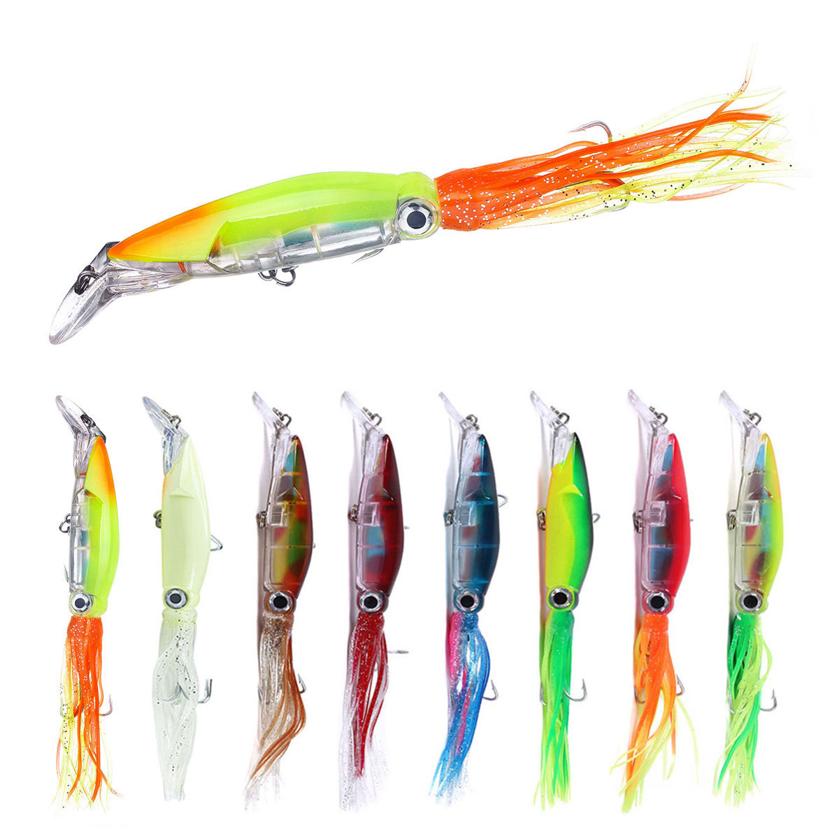 Wholesale 14cm 40g Saltwater Lifelike Octopus Squid Fishing Lures with Treble Hook