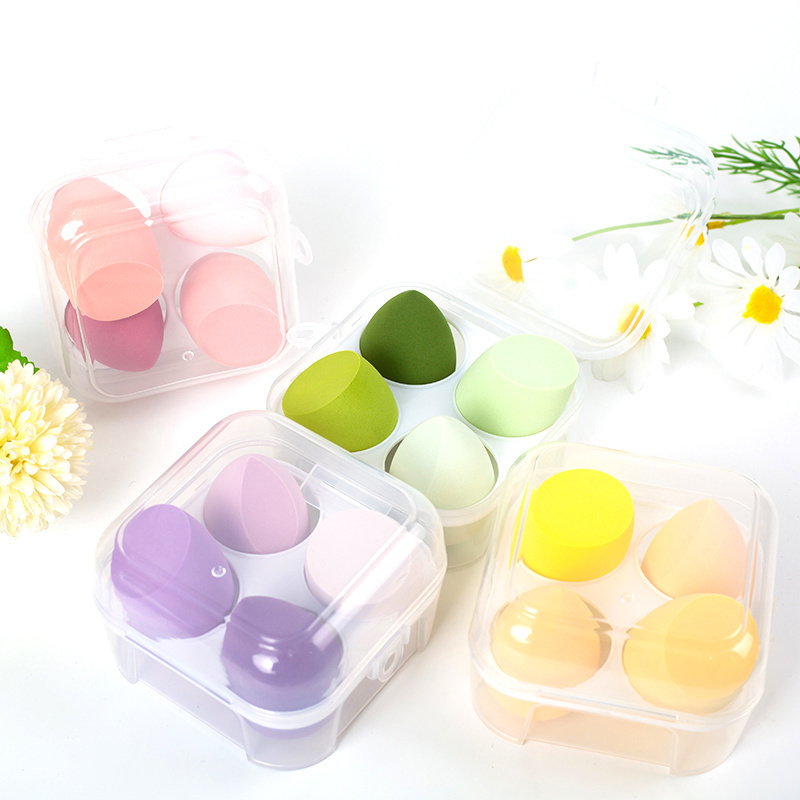 4  8 pcs 4pcs 4piece beauty cosmetic make up makeup sponge blender egg four set  pack packaging with in plastic box case of 8