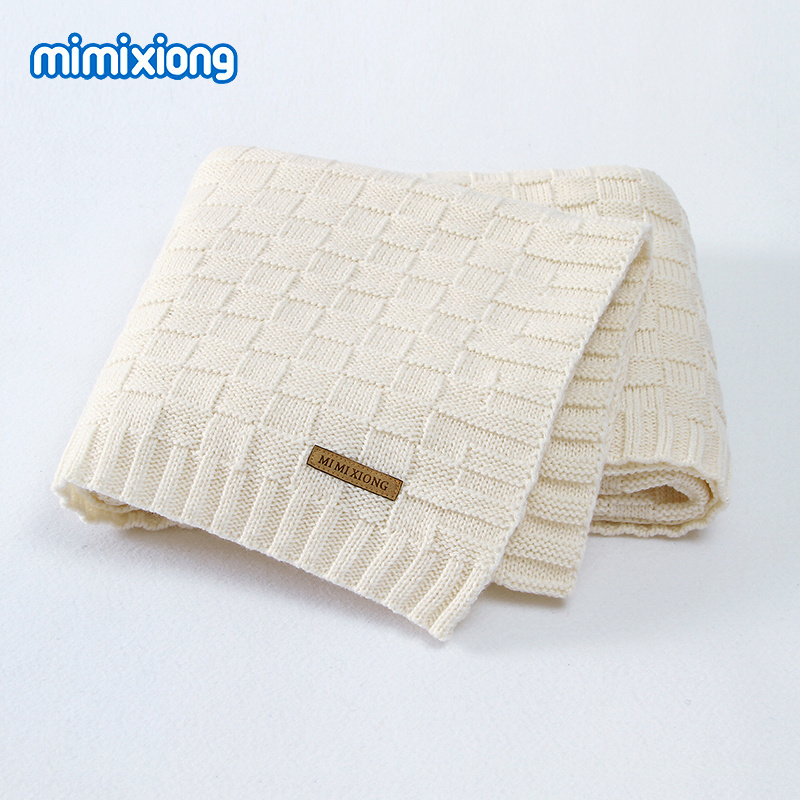 Mantas Mimixiong Wholesale Solid Color Soft Manta Para Bebe Knitted Newborn Baby Knitted Blanket For Newborn Baby Unisex