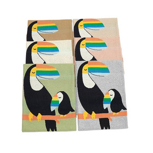 Wholesale mimixiong cotton OEKO TEX  baby knitted blankets cute birds pattern portable breathable swaddle blankets