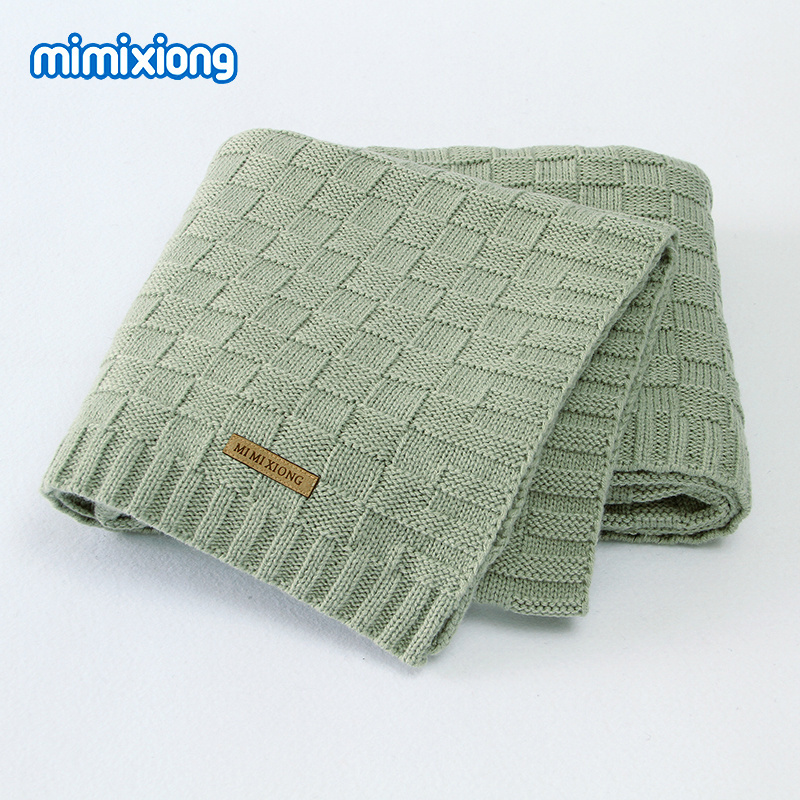 Mantas Mimixiong Wholesale Solid Color Soft Manta Para Bebe Knitted Newborn Baby Knitted Blanket For Newborn Baby Unisex