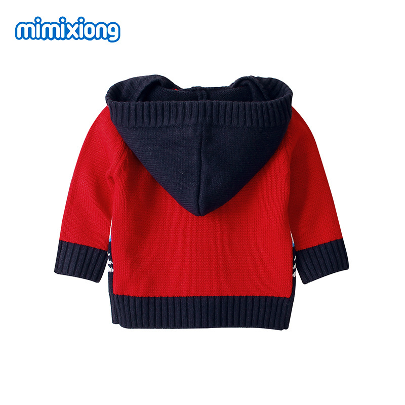 Factory Custom Low MOQ Christmas Baby Clothing Girl Boy Long Sleeve Hooded Knit Cardigan for Winter Autumn