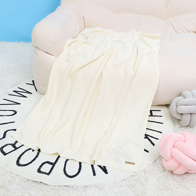 mimixiong Hot Sale Custom Personalized Blanket Wholesale Baby Shower Gift 100% Cotton Solid Color Newborn Baby Knit Blanket