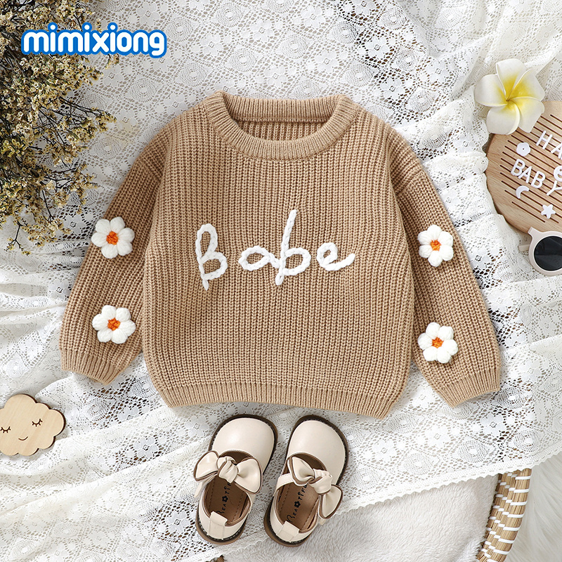 Hot Sale Mimixiong Handmade Crochet Baby Sweater Coat Knitted Cardigan Long Sleeve Baby Girl Clothes