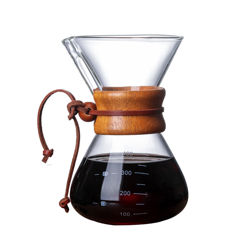 New Arrival 400/600/800ML Glass Pour Over Coffee Brewing Pot Tea Maker Grip Coffee Cup Tea Kettle with Stainless Steel Filter