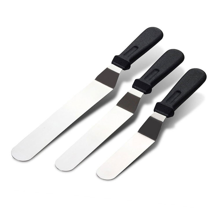 New Arrival 6/8/10 Inch Stainless Steel Offset Blade Cream Spatula Cake Serving Spatula Bakery Dough Scraper with Plastic Handle