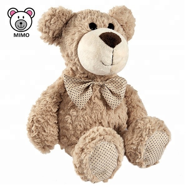 Personalized Brown Teddy Bear Plush Toy With Tie Bow Custom Cartoon Kids Stuffed Animal Soft Plush Toy Standing Teddy Bear Doll