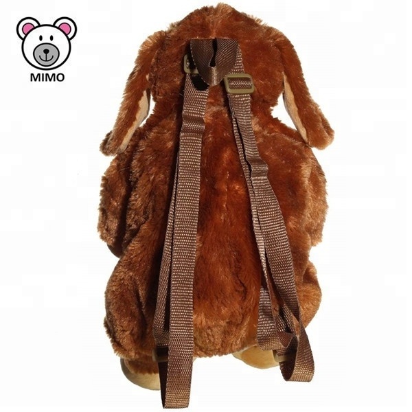 LOW MOQ Cheap Cartoon 3D Stuffed Animal Kids Backpack School Bag Custom OEM Cute Child Baby Toy Soft Plush Brown Dog Backpack