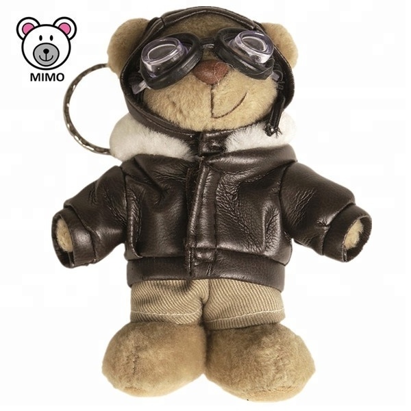 Brand LOGO Airline Mascot Aviator Teddy Bear Toys With Glasses Wholesale Cute Stuffed Animal Soft Toy Plush Pilot Teddy Bear