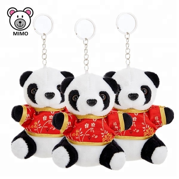 10cm Wholesale Mini Plush Panda Teddy Bear Keyring For Bag LOW MOQ Kids Cartoon Stuffed Soft Plush Toy Cute Panda Keychain