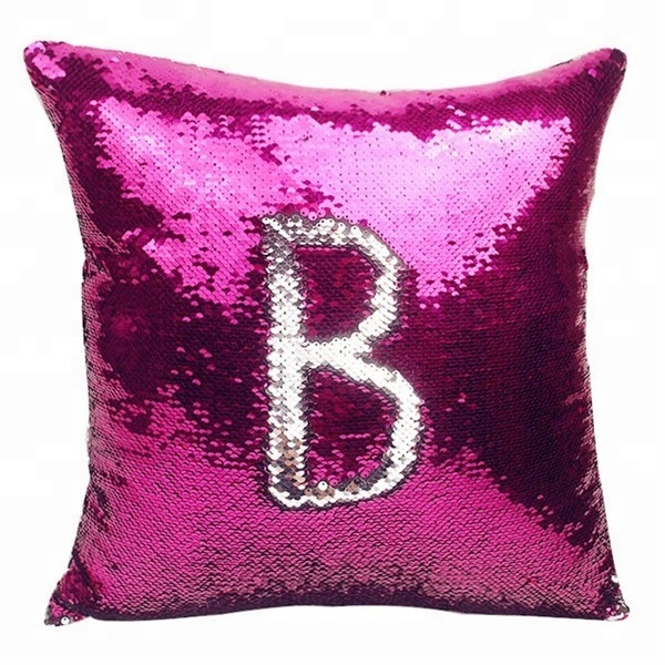 2019 New Valentine Gift Idea Glitter Sequin Cushion Cover Case Set OEM Custom Pretty Reversible Magic Mermaid Sequin Pillow