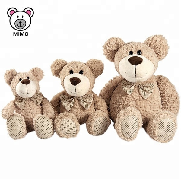 Personalized Brown Teddy Bear Plush Toy With Tie Bow Custom Cartoon Kids Stuffed Animal Soft Plush Toy Standing Teddy Bear Doll