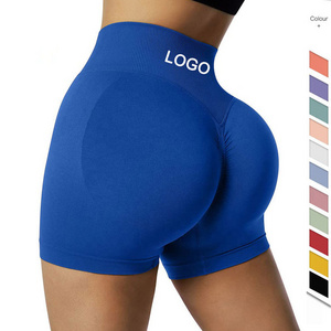 Custom Logo Fitness Yoga Wear workout Pants Gym Girl Short Leggings Seamless Butt Lift Compression Scrunch Butt Shorts For Women