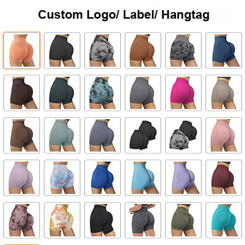 Custom Logo Fitness Yoga Wear workout Pants Gym Girl Short Leggings Seamless Butt Lift Compression Scrunch Butt Shorts For Women