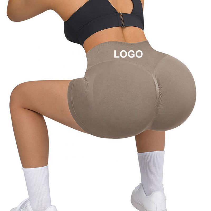 Custom Logo Fitness Yoga Wear workout Pants Gym Girl Short Leggings Seamless Butt Lift Compression Scrunch Butt Shorts For Women