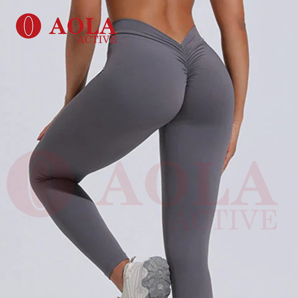 AOLA Wholesale Scrunch Butt Leggings No Camel Toe V Back Yoga Pants Sexy Leggings for Women